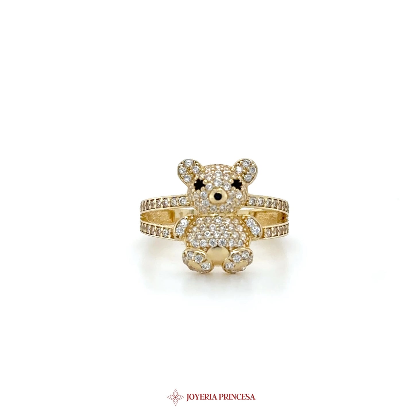 14K Gold Teddy Bear Ring with CZ Stones (UN-1396)