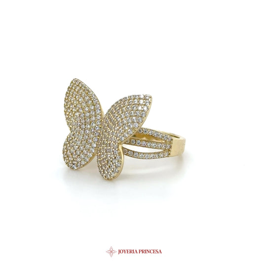 14K Gold Butterfly Ring with CZ Stones (UN-1398)