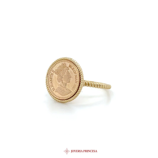 14K Gold Coin Motif Ring (UN-1408)