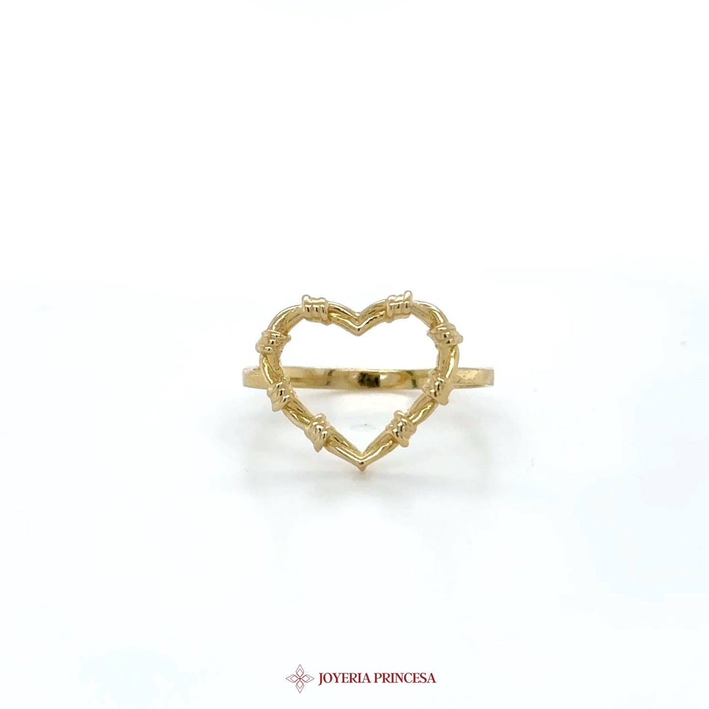 14K Gold Heart-Shaped Ring with Textured Design