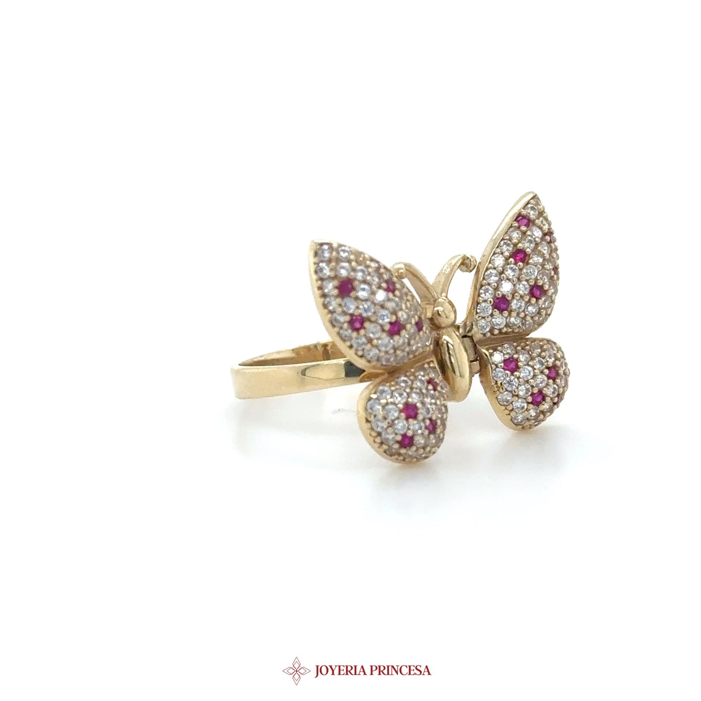 14K Gold Butterfly Ring with CZ Stones (UN-1423)