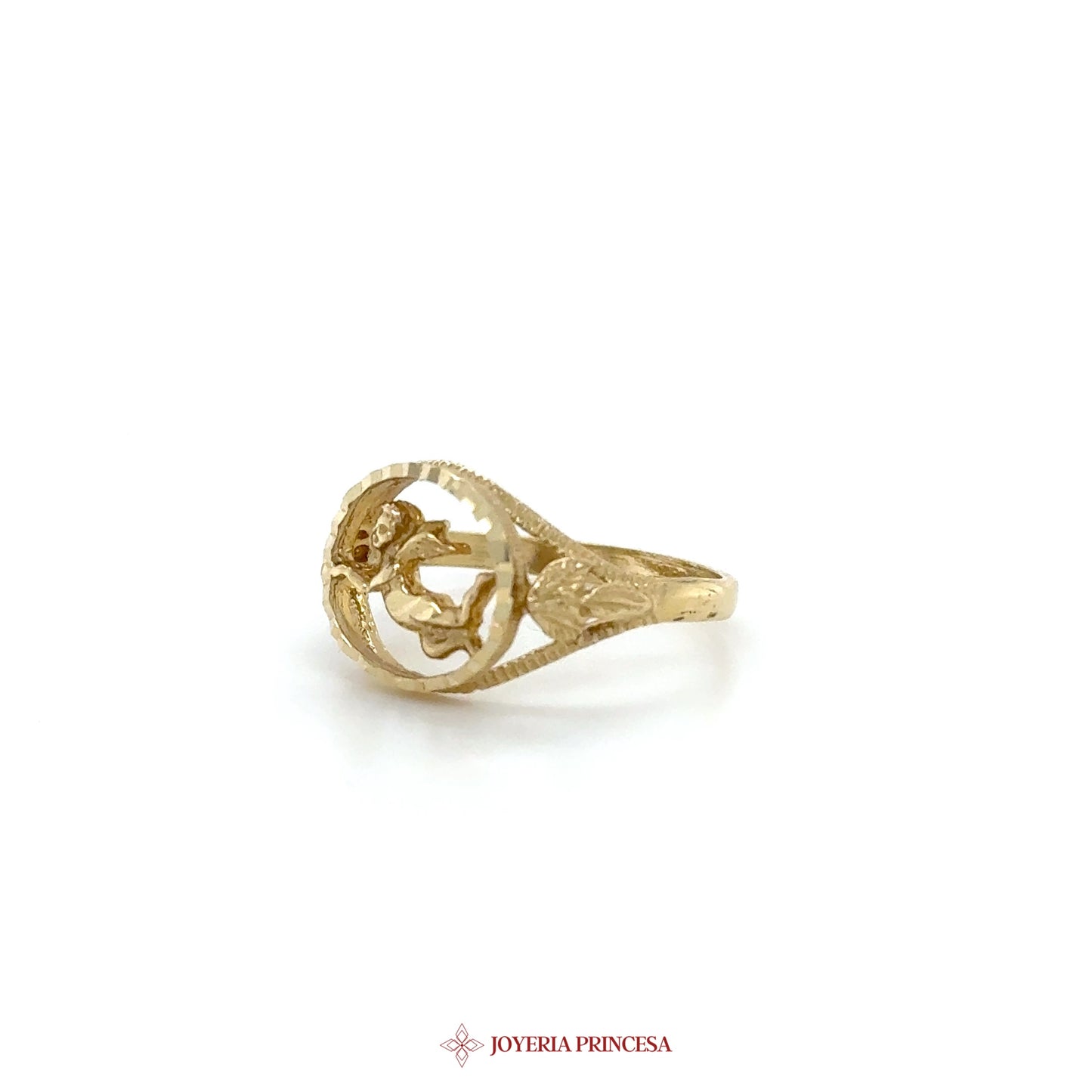 14K Gold Filigree Floral Design Ring