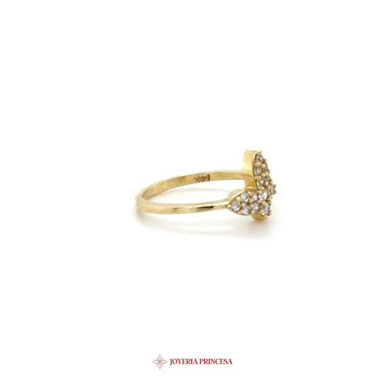 14K Gold Butterfly Ring with Simulated Stones