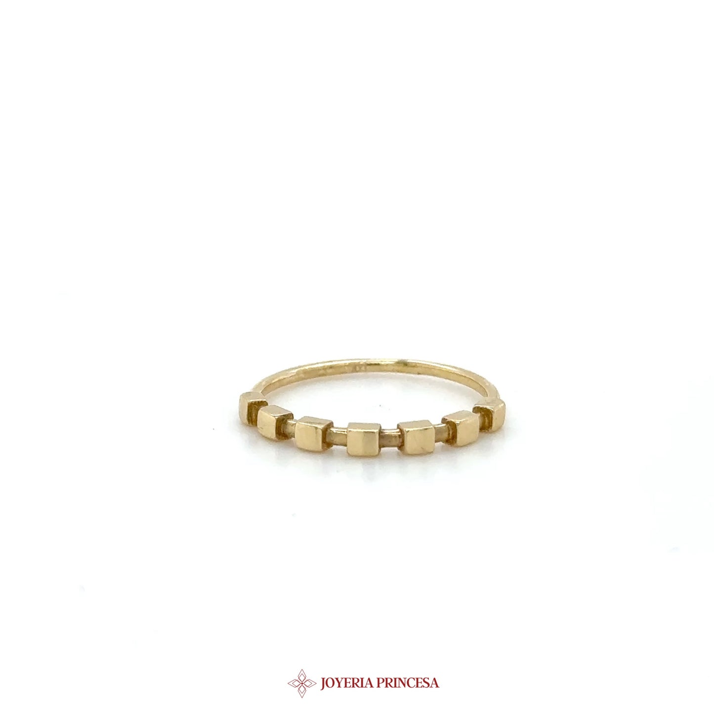 14K Gold Geometric Stackable Ring with Square Motif