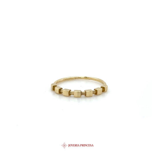 14K Gold Geometric Stackable Ring with Square Motif