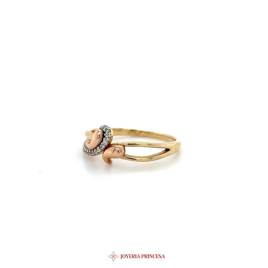 14K Gold Dangle Ring with Diamond Accent