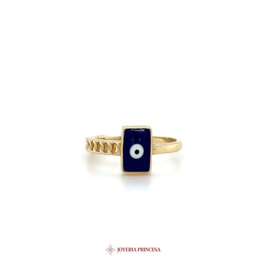 14K Gold Evil Eye Enamel Ring