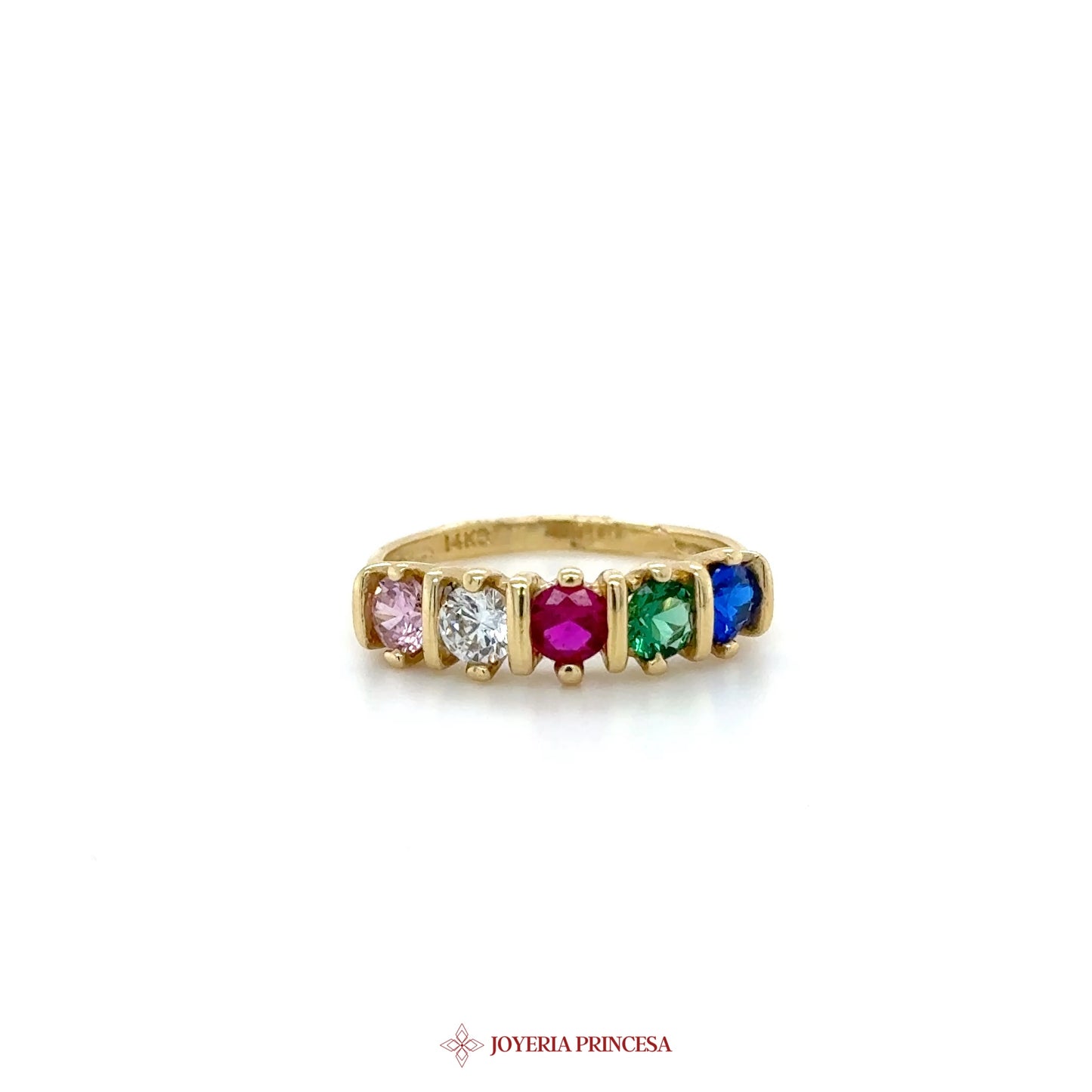 14K Gold Multi-Stone Colorful Band Ring