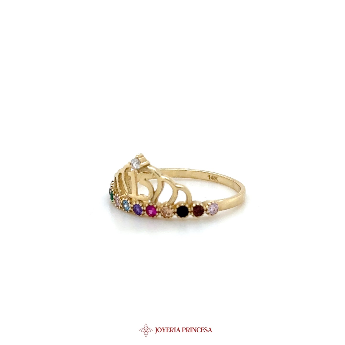 14K Gold Colorful Gemstone Ring with Elegant Design
