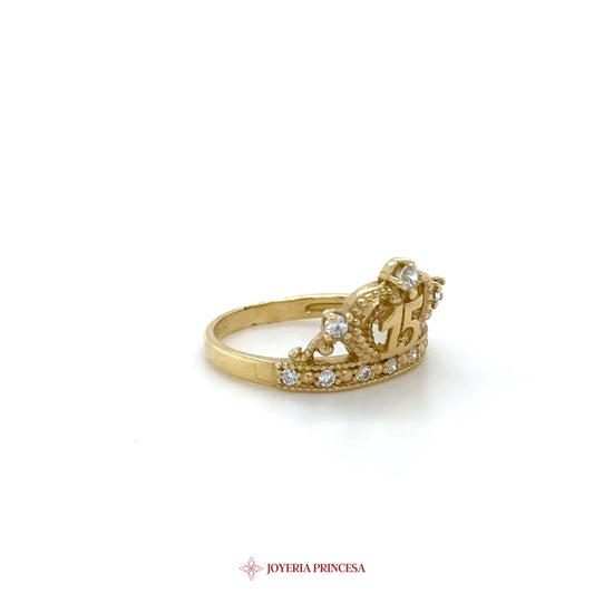 14K Gold Crown Ring with Simulated Diamonds (UN-1500)
