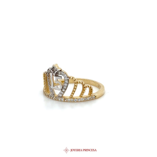 14K Gold Heart Motif Ring with CZ Accents (UN-1508)