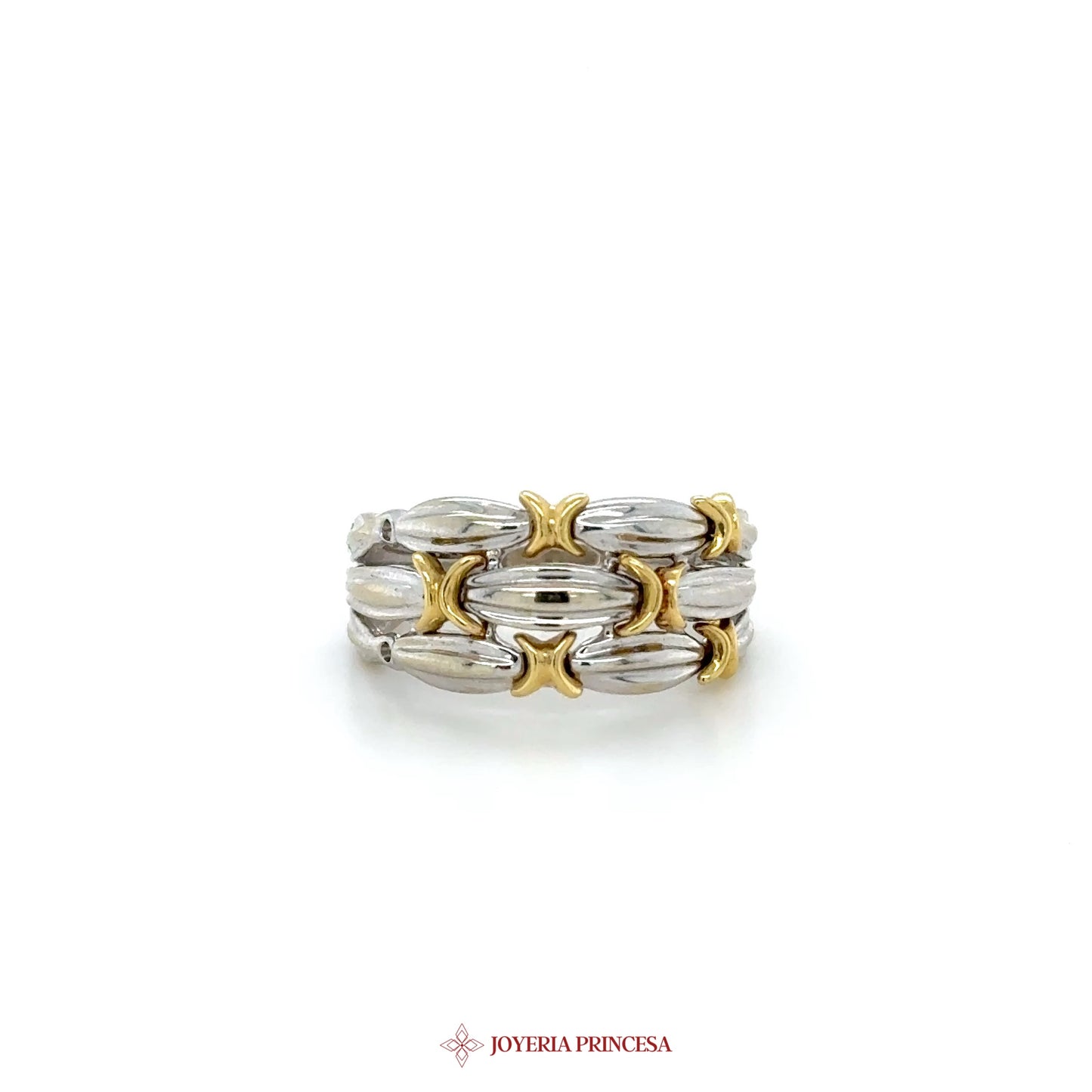 14K Gold and Silver Interlocking Band Ring