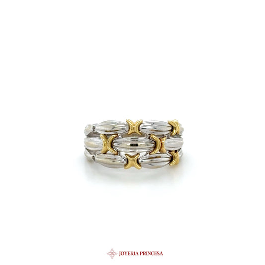 14K Gold and Silver Interlocking Band Ring