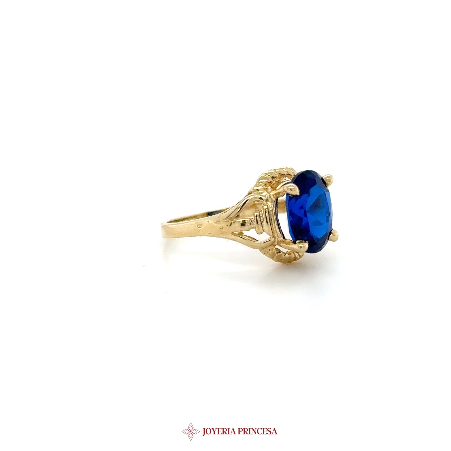 14K Gold Blue Stone Solitaire Ring