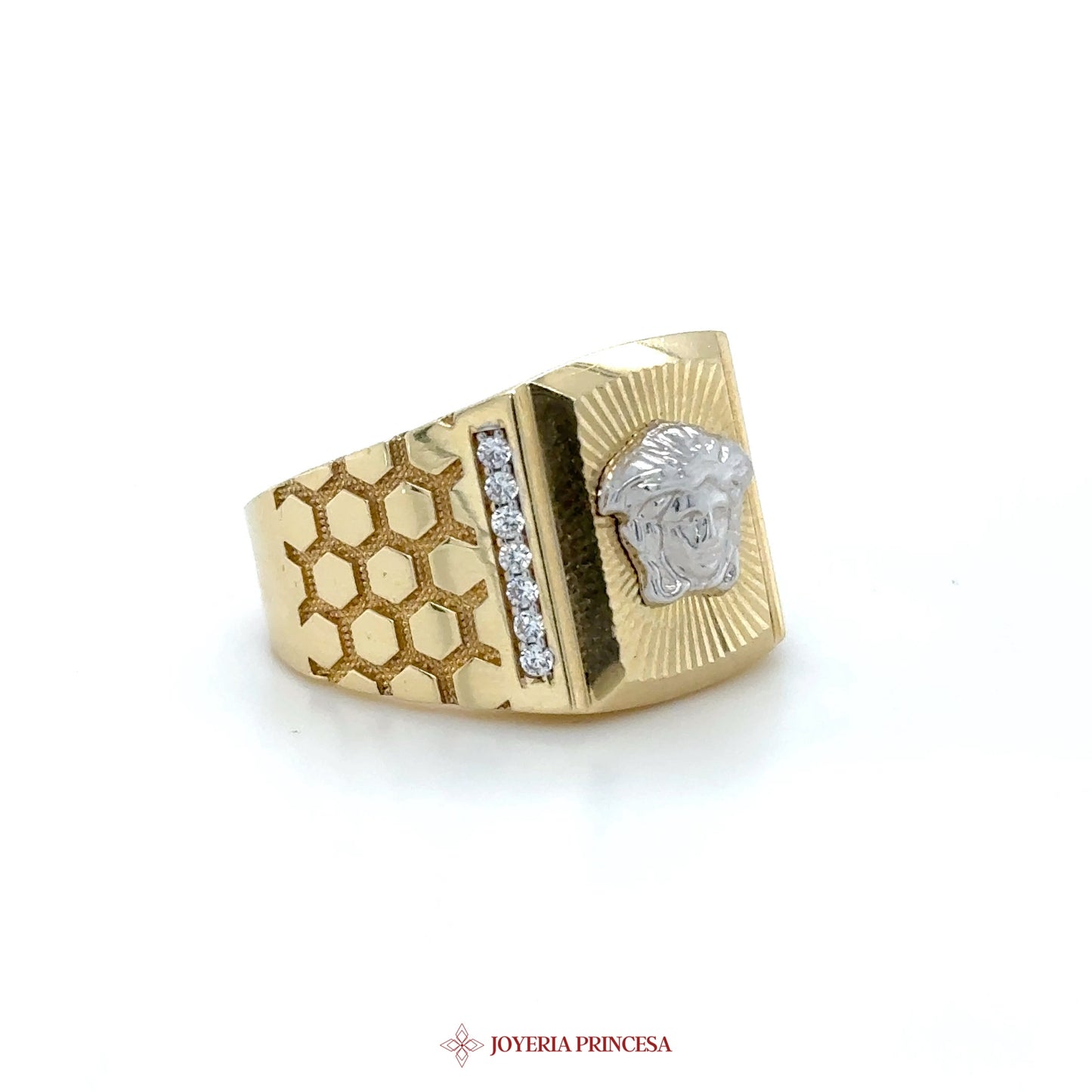 14K Gold Lion Motif Ring with CZ Accents