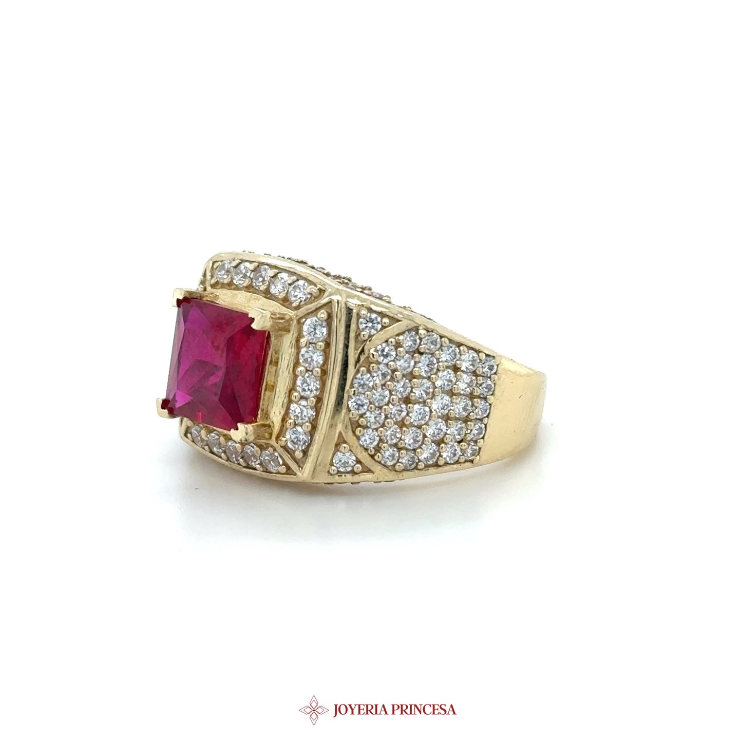 14K Gold Ruby and CZ Ring