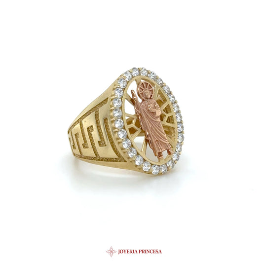 14K Gold Religious Motif Ring with CZ Accents (UN-1586)