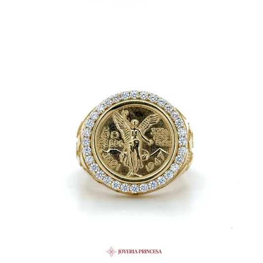 14K Gold Angel Motif Ring with CZ Accents