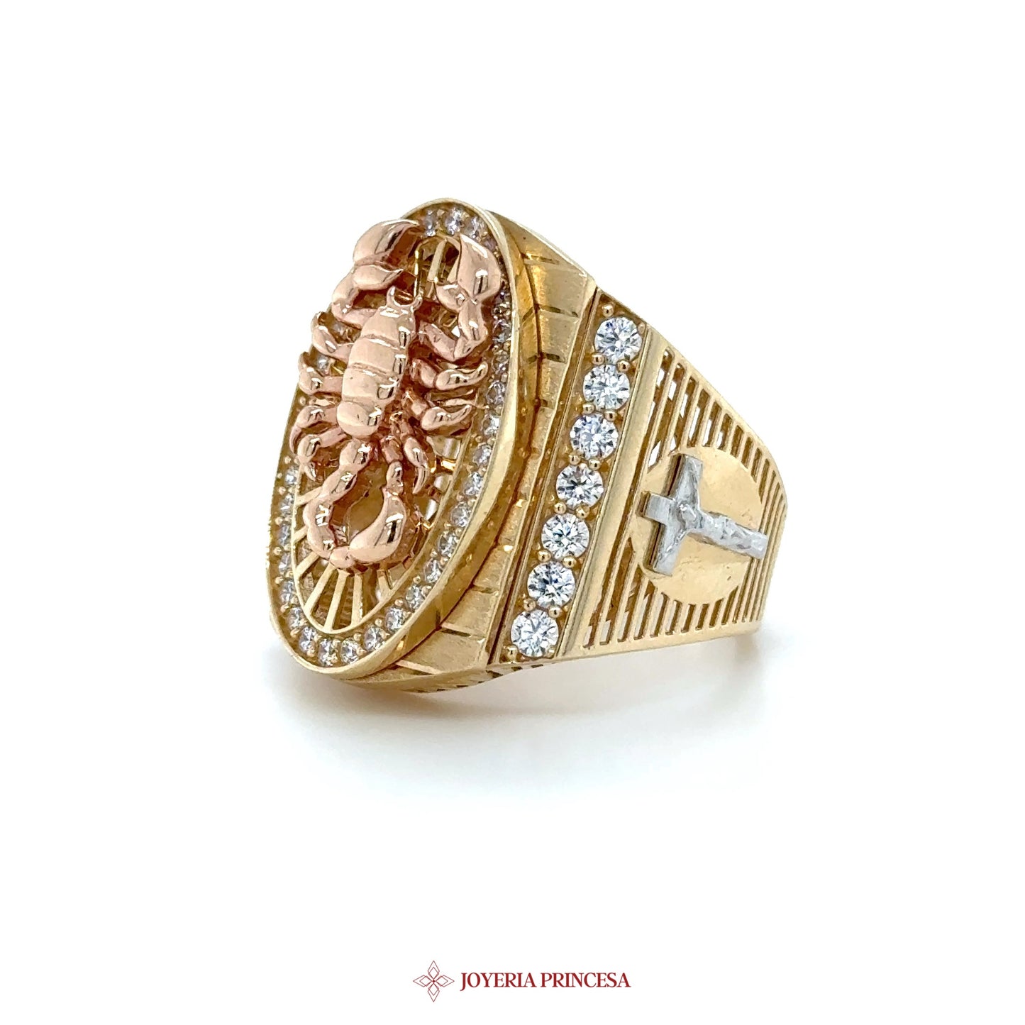 14K Gold Scorpio Motif Ring with CZ Accents