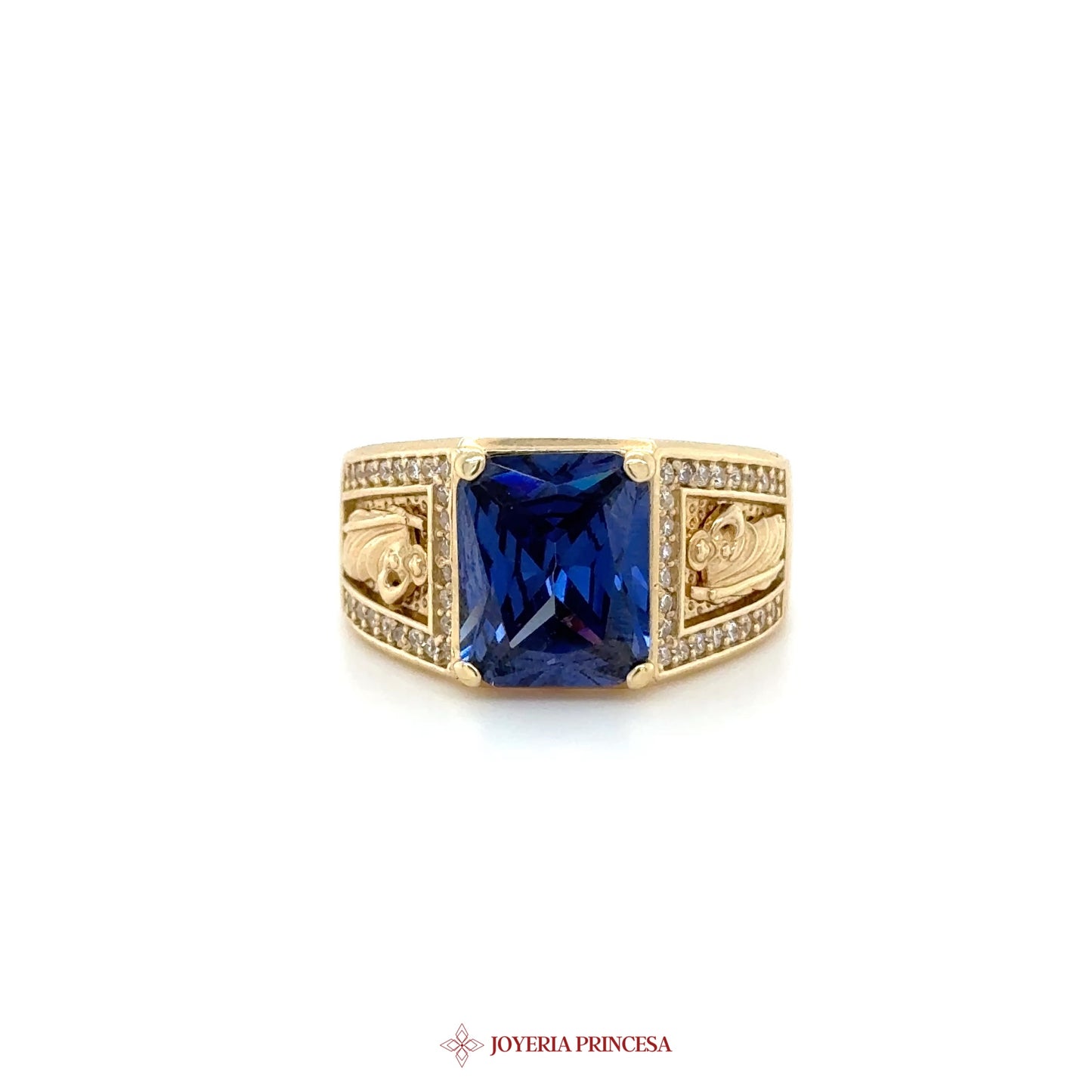14K Yellow Gold Royal Blue Sapphire Ring