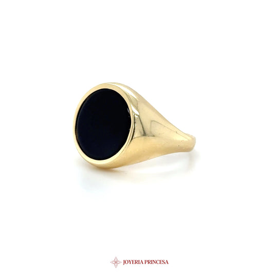 14K Gold Signet Ring with Black Onyx