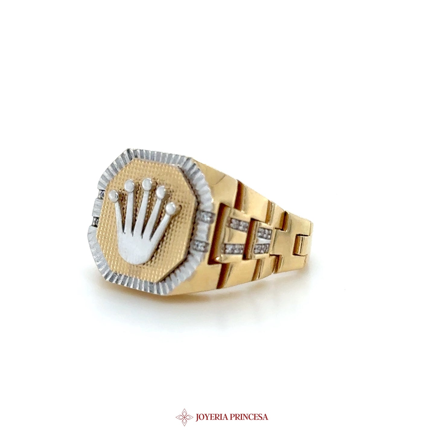 14K Gold Octagonal Motif Ring with Diamond Accents