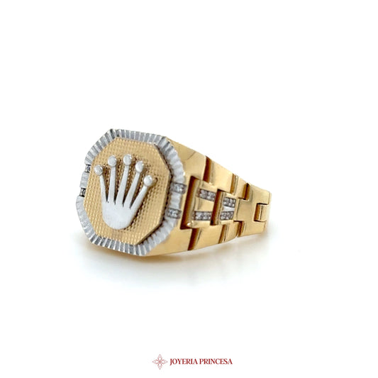 14K Gold Octagonal Motif Ring with Diamond Accents