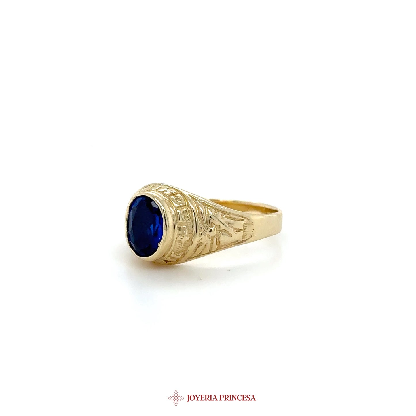 14K Gold Vintage Style Ring with Blue Stone
