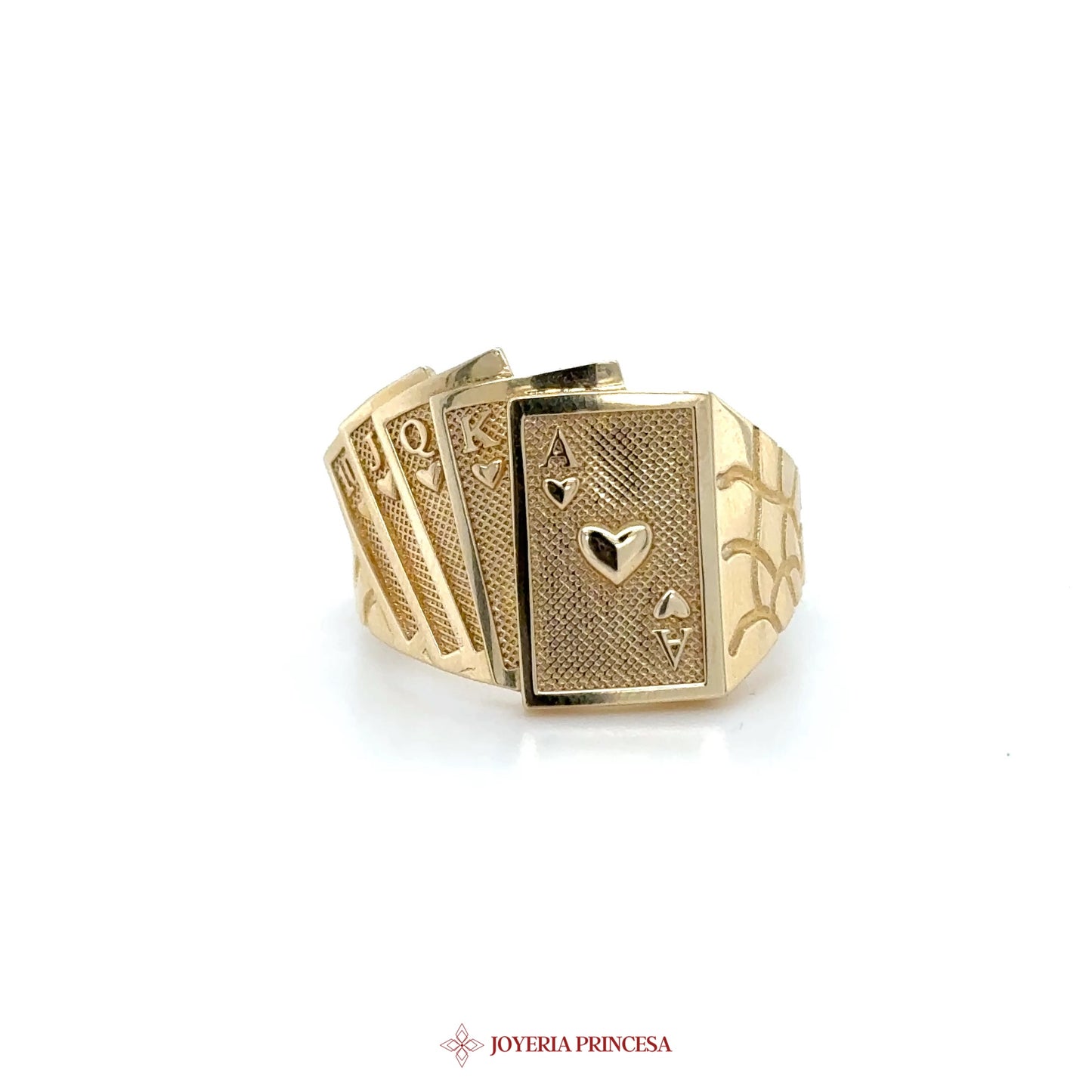 14K Gold Playing Card Ring with Heart Motif