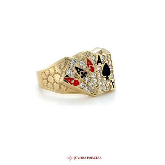 10K Gold Playing Cards Ring with CZ Stones