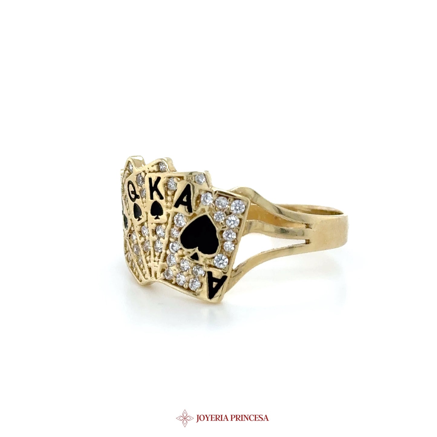 10K Gold Playing Cards Ring with CZ Stones (UN-1670)
