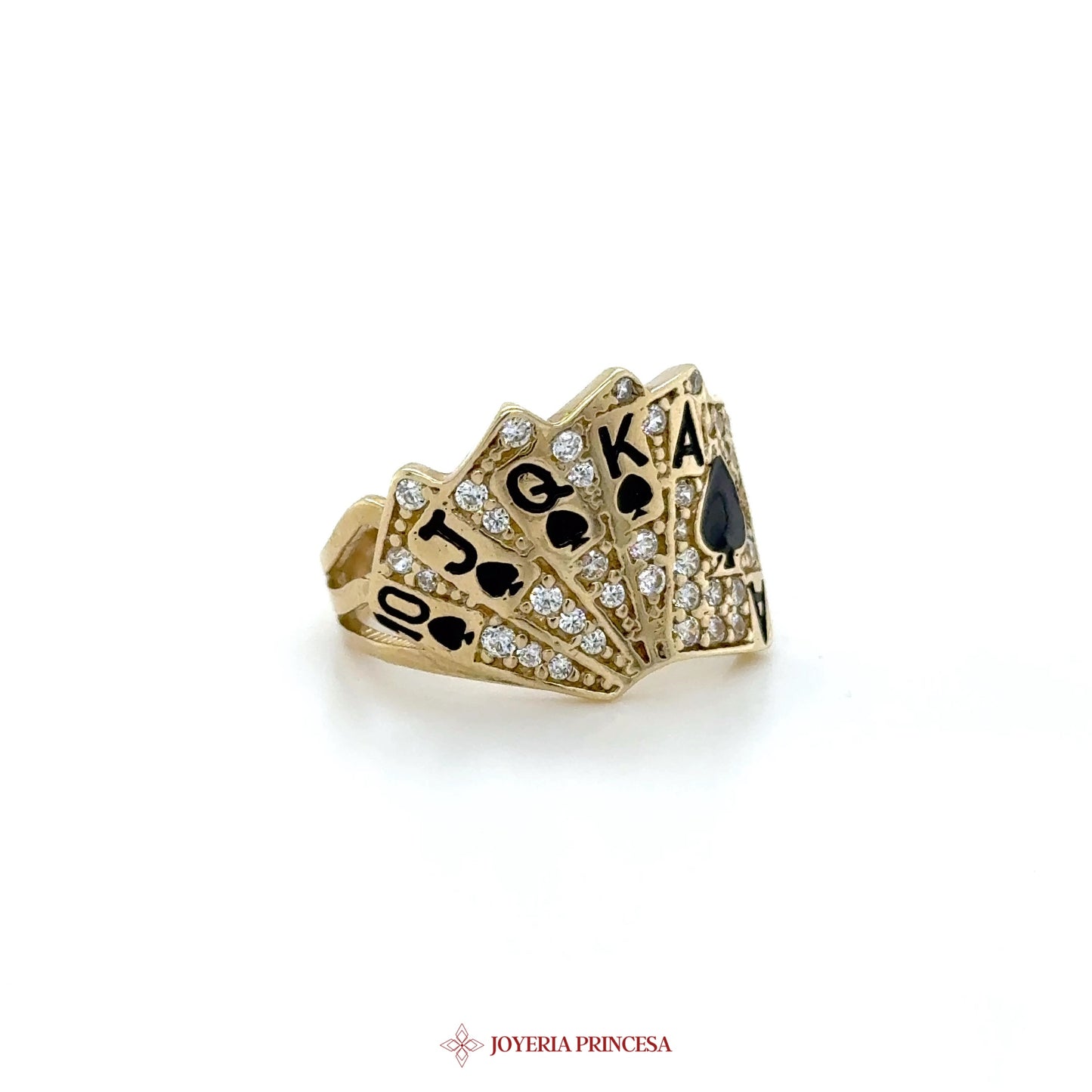 10K Gold Playing Cards Ring with CZ Stones (UN-1671)