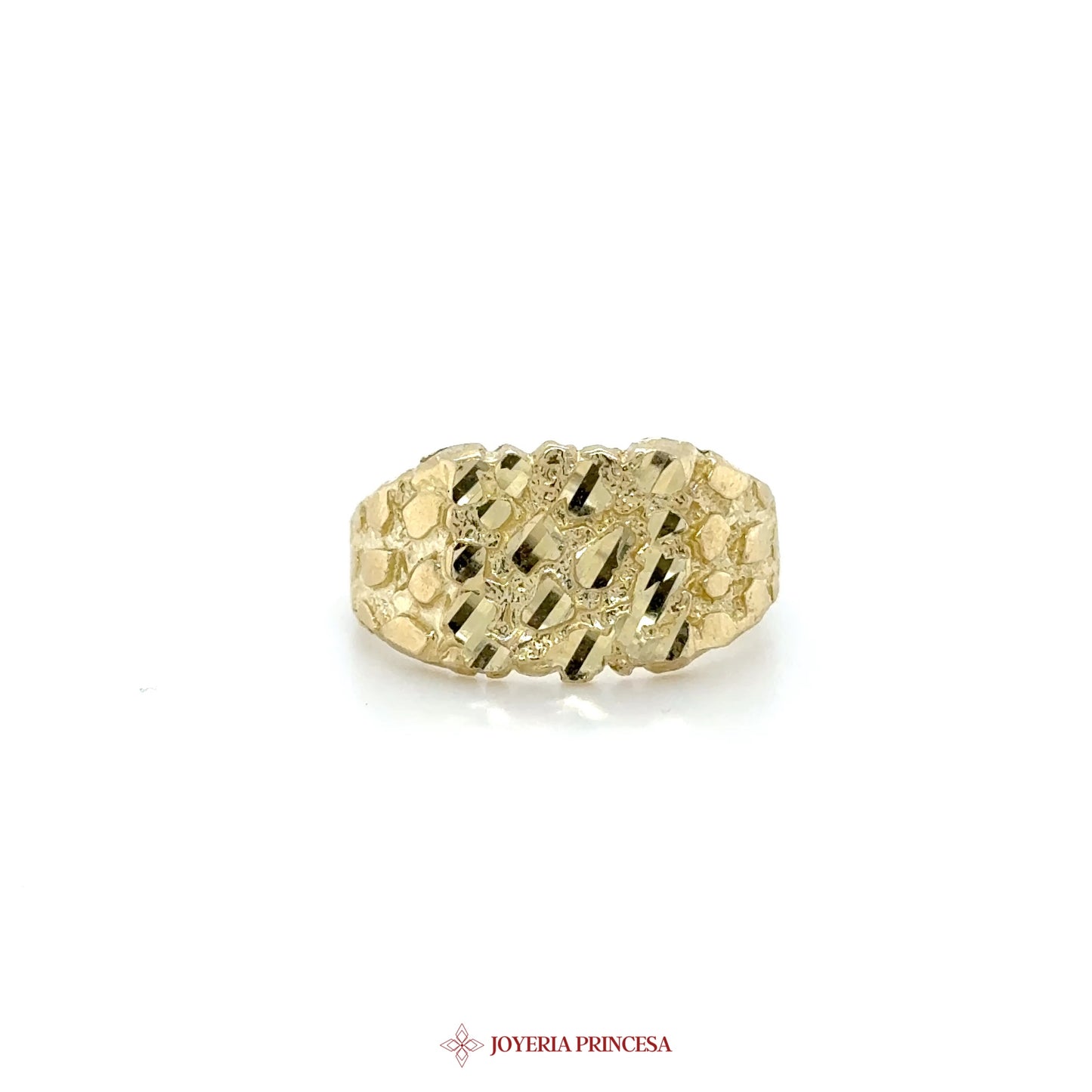 10K Gold Textured Honeycomb Design Ring