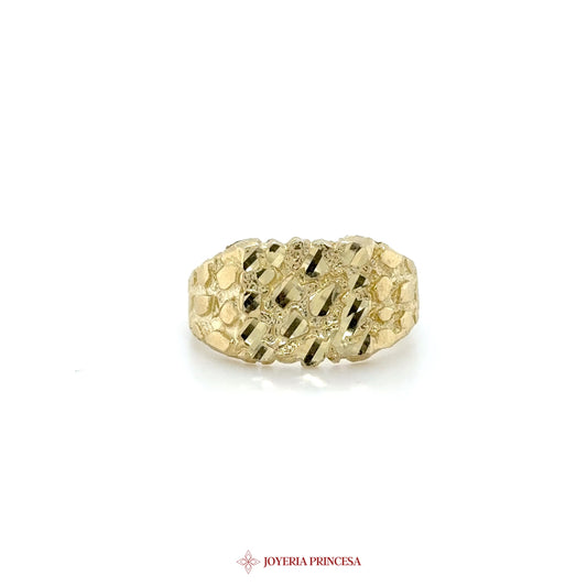10K Gold Textured Honeycomb Design Ring