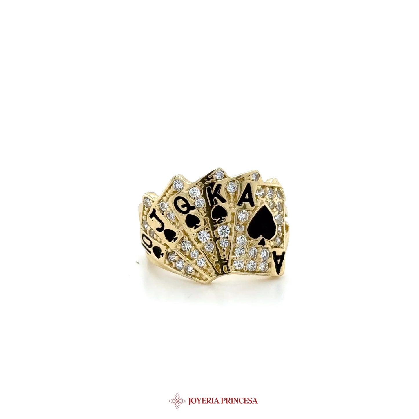 10K Gold Playing Cards Ring with CZ Stones (UN-1688)