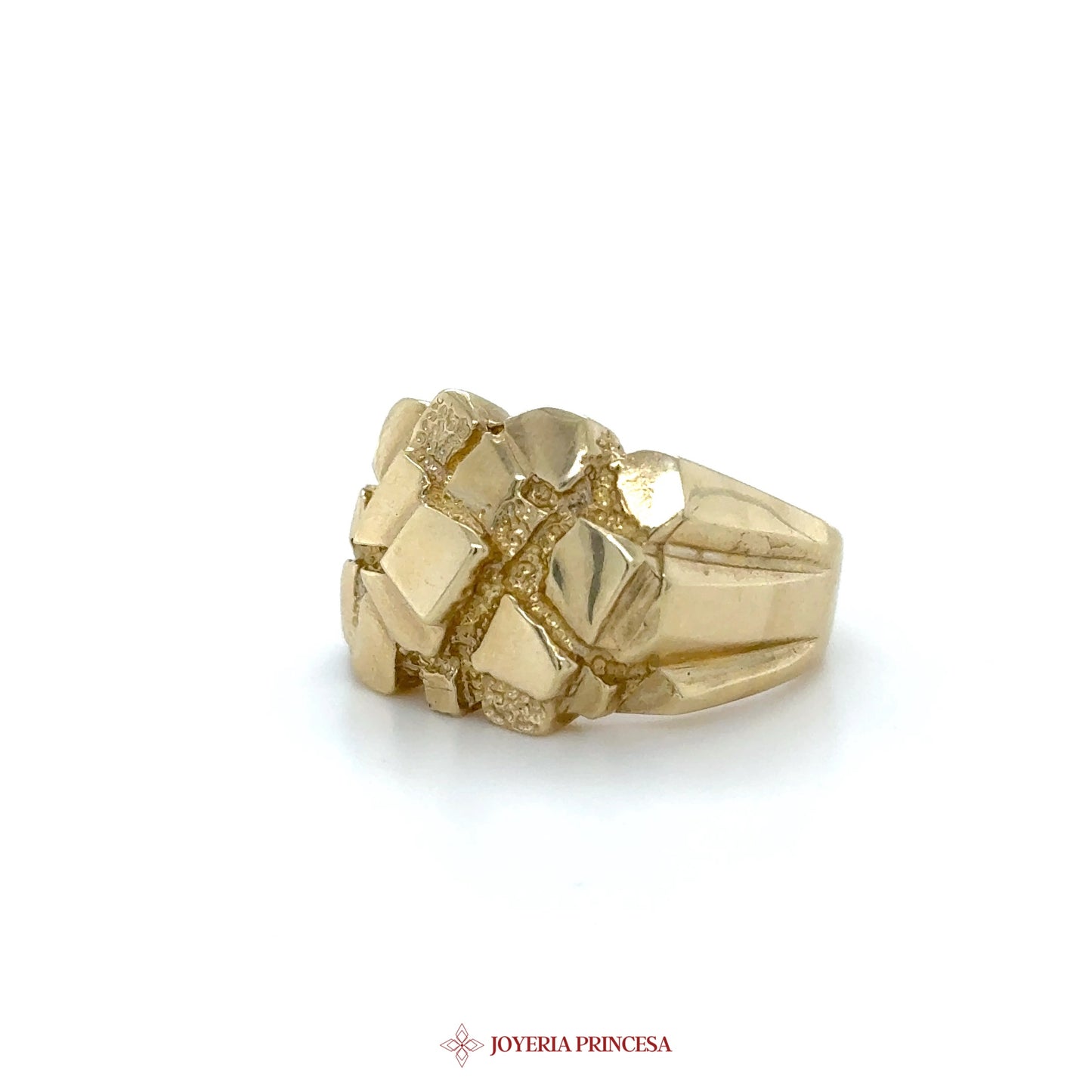 10K Gold Textured Geometric Statement Ring