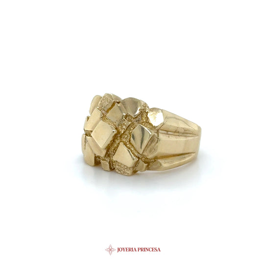 10K Gold Textured Geometric Statement Ring