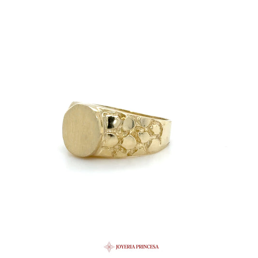 10K Gold Textured Signet Ring