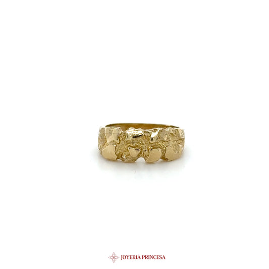 10K Gold Textured Band Ring with Unique Design