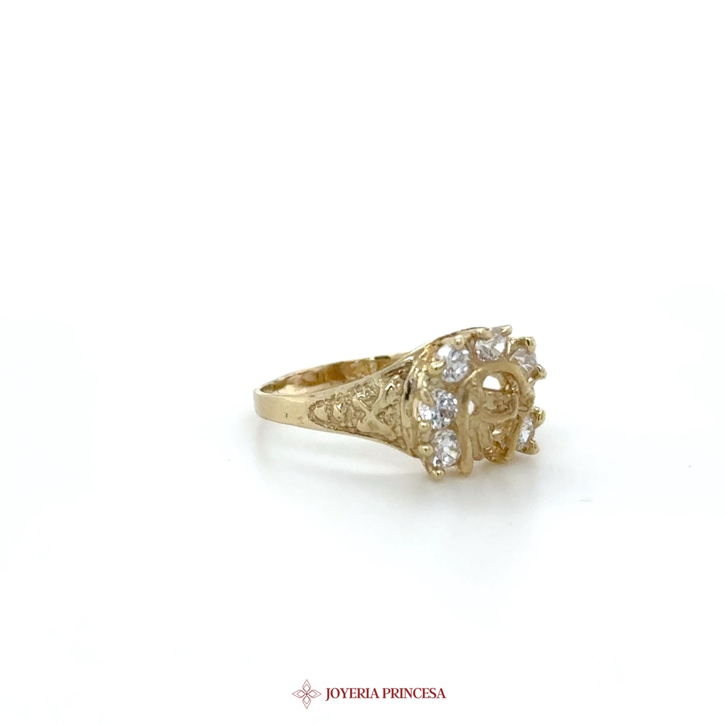 Vintage 10K Gold Ring with Simulated Diamonds