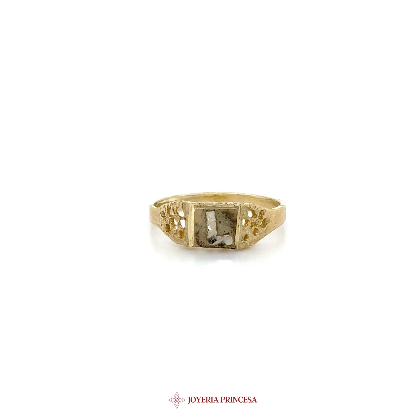 10K Gold Vintage Style Ring with Central Stone