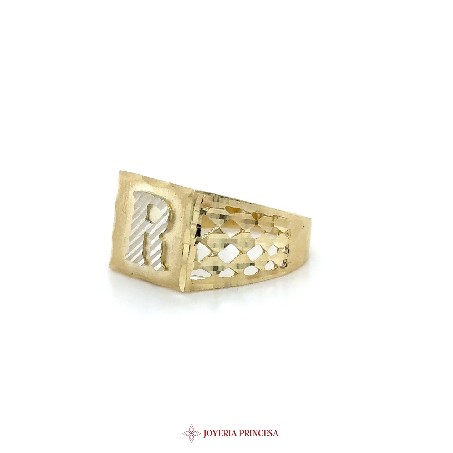 10K Gold Initial R Signet Ring