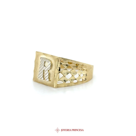 10K Gold Initial R Signet Ring