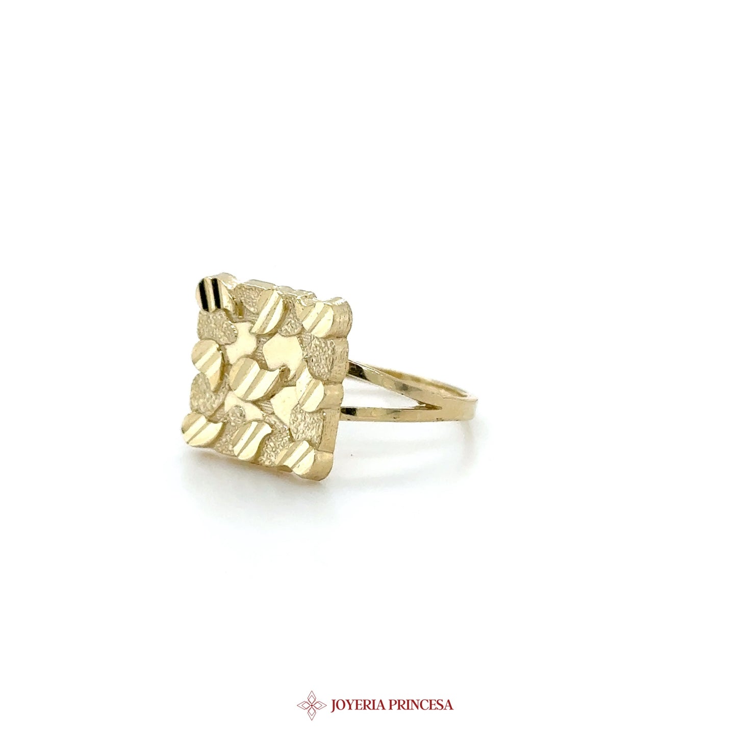 10K Gold Textured Square Ring