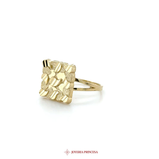 10K Gold Textured Square Ring