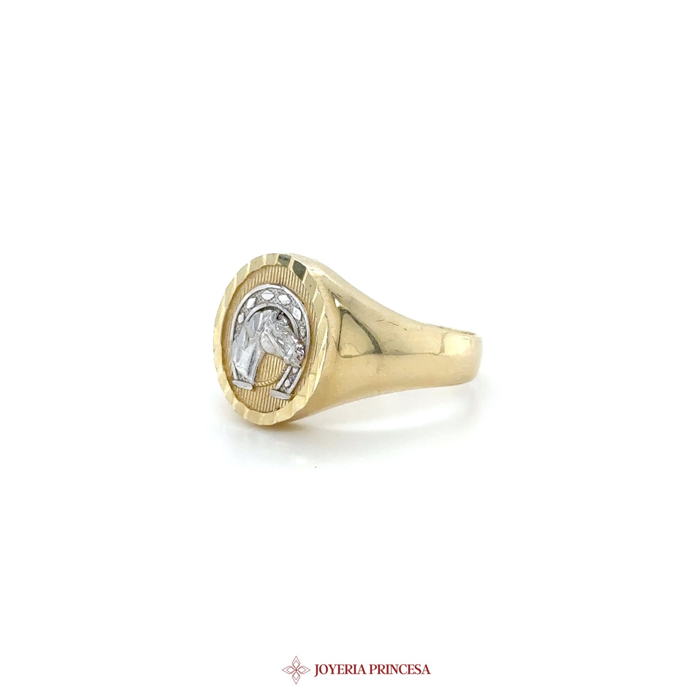 10K Gold Horseshoe Ring with Oval CZ Center