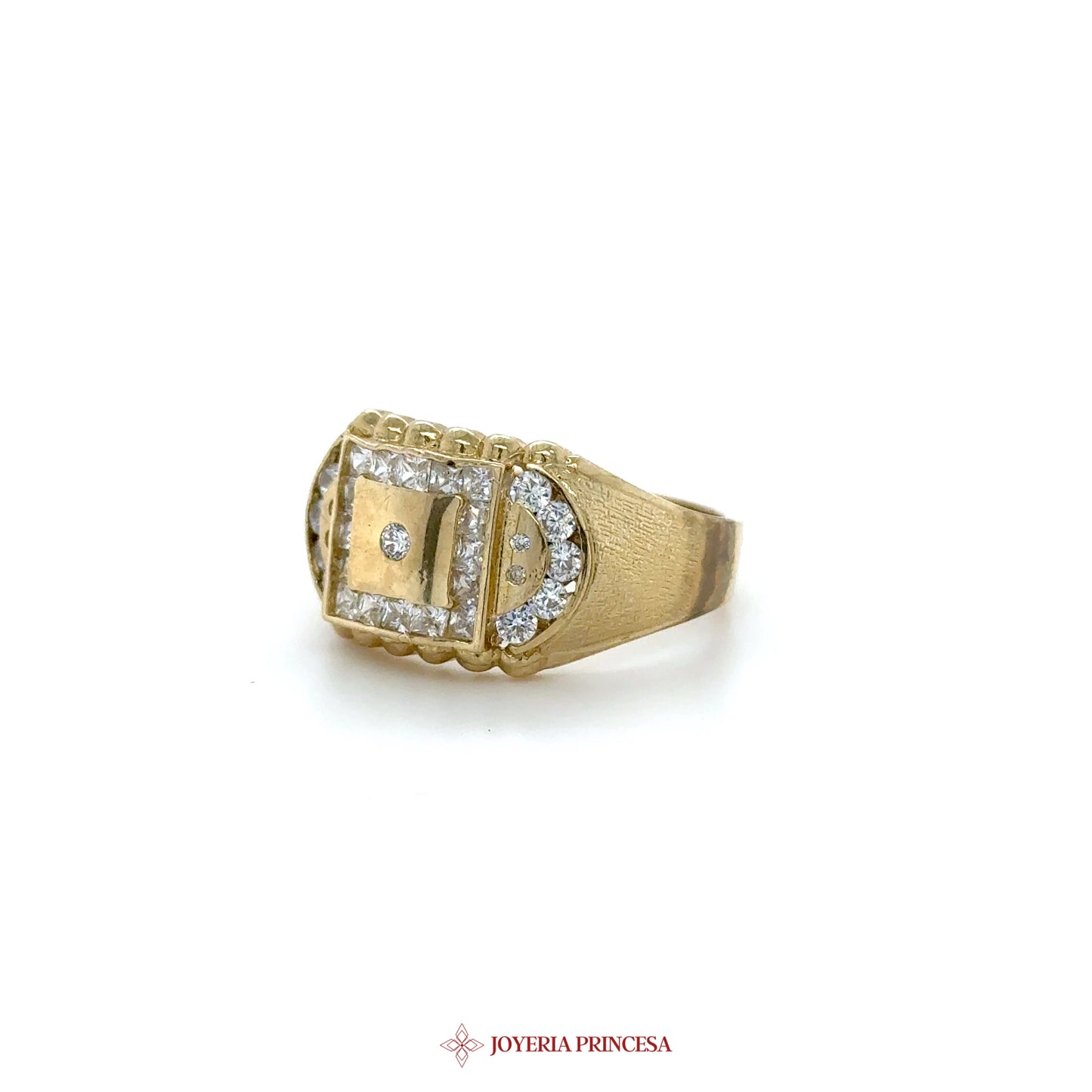 10K Gold Square Cluster Diamond-Cut Ring