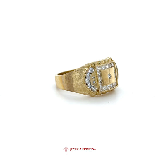 10K Gold Square Cluster Diamond-Cut Ring