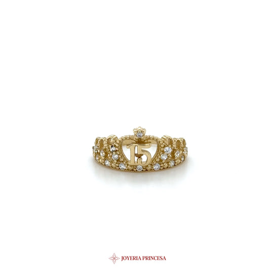 14K Gold Quinceanera Ring with Zirconia Stones