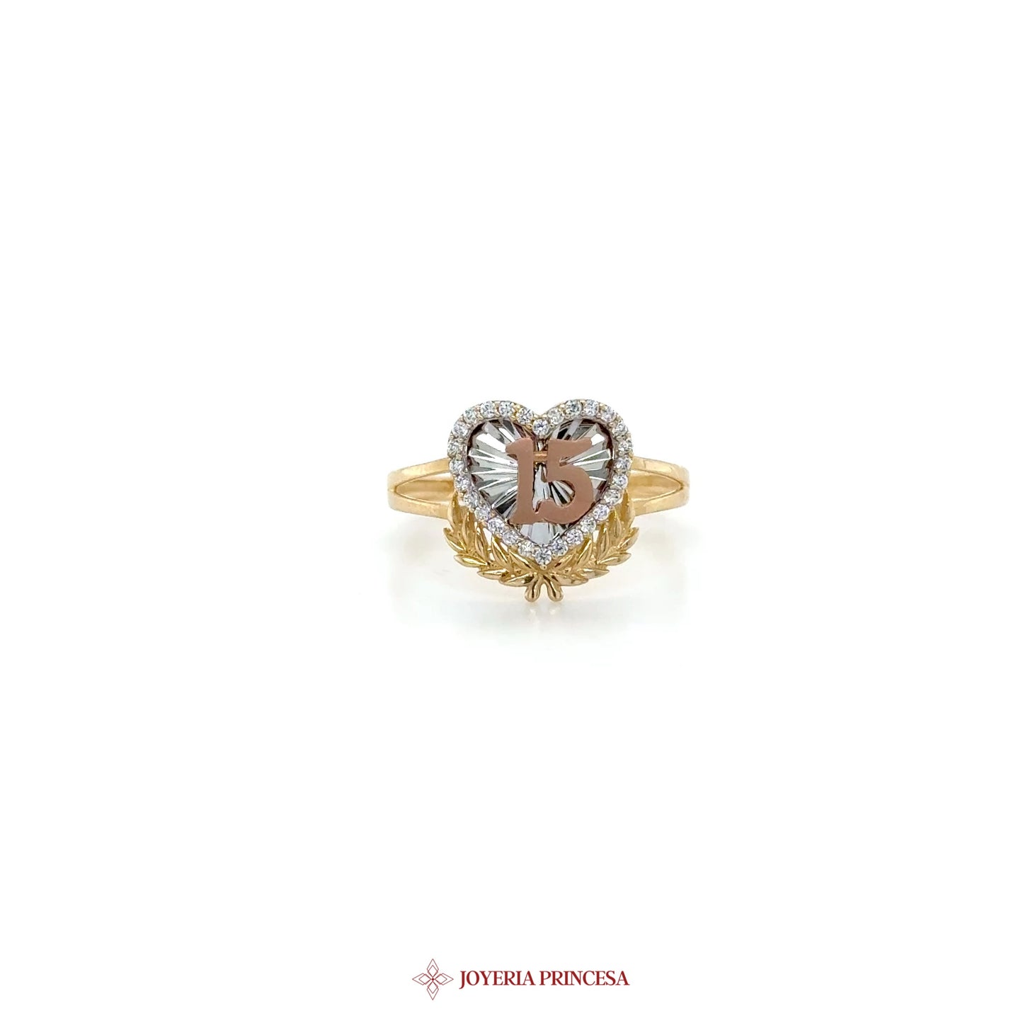 14K Heart-Shaped Quinceanera Ring with Zirconias